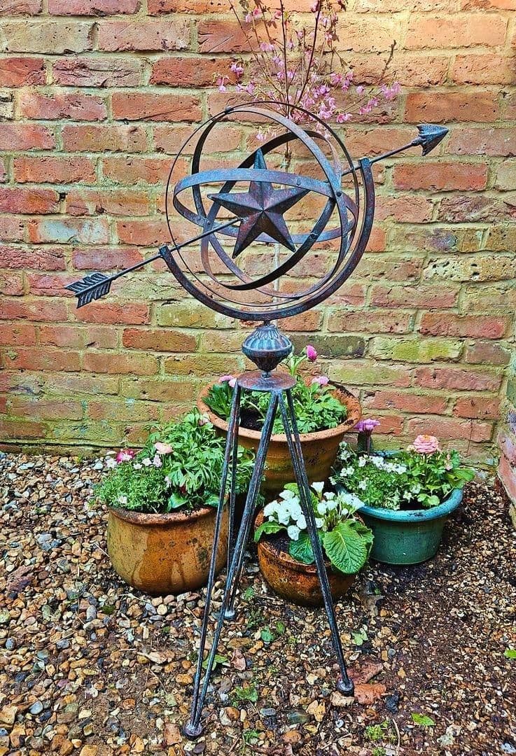 Decorative Metal Armillary Sphere Globe Garden Sculpture Star