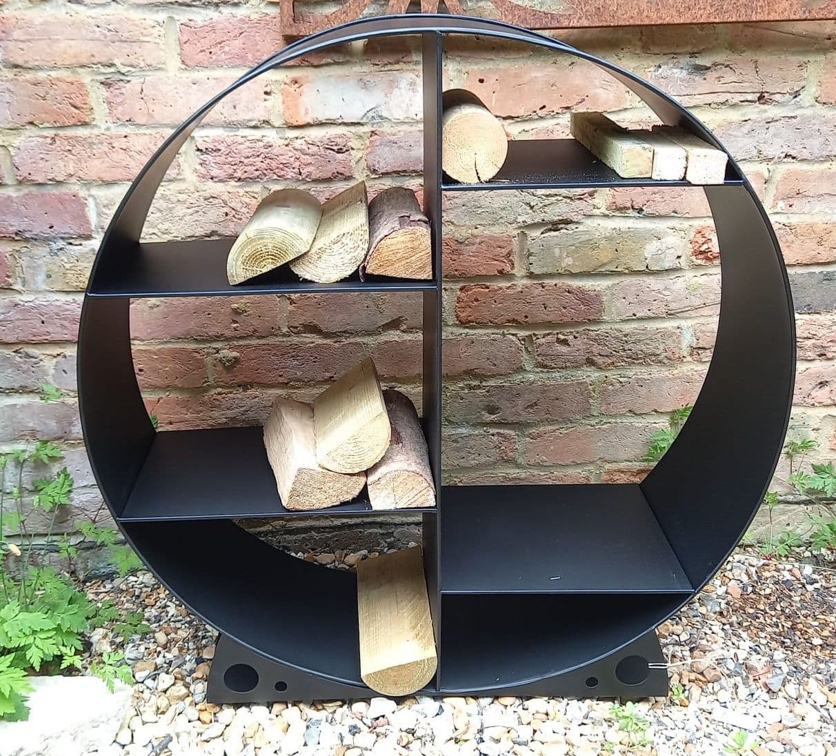 Large Steel Round Log Store & Shelves Metal Log Holder Log Storage 80cm