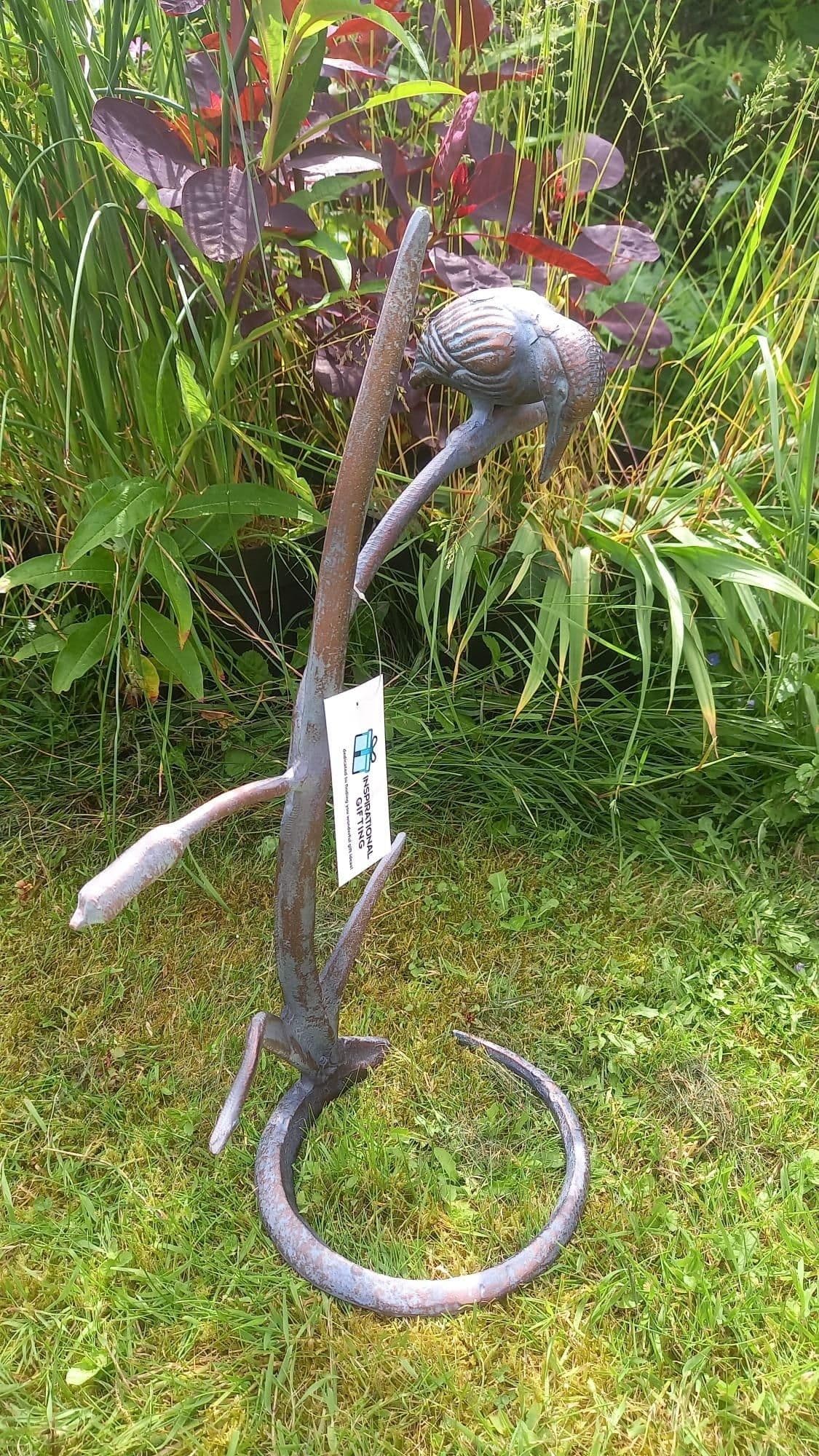 Kingfisher on Reeds Garden Sculpture Ornament Decoration