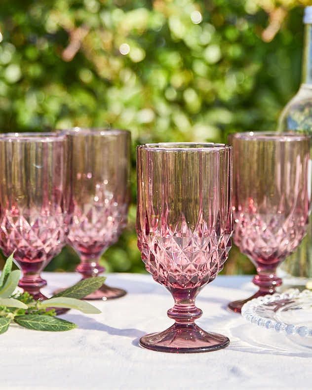 Set 4 Diamond Drinking Wine Glass Wine Goblets