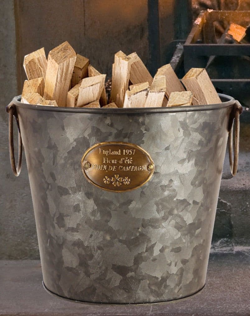 Traditional Fireside Country Living Aged Coal Log Kindling Bucket