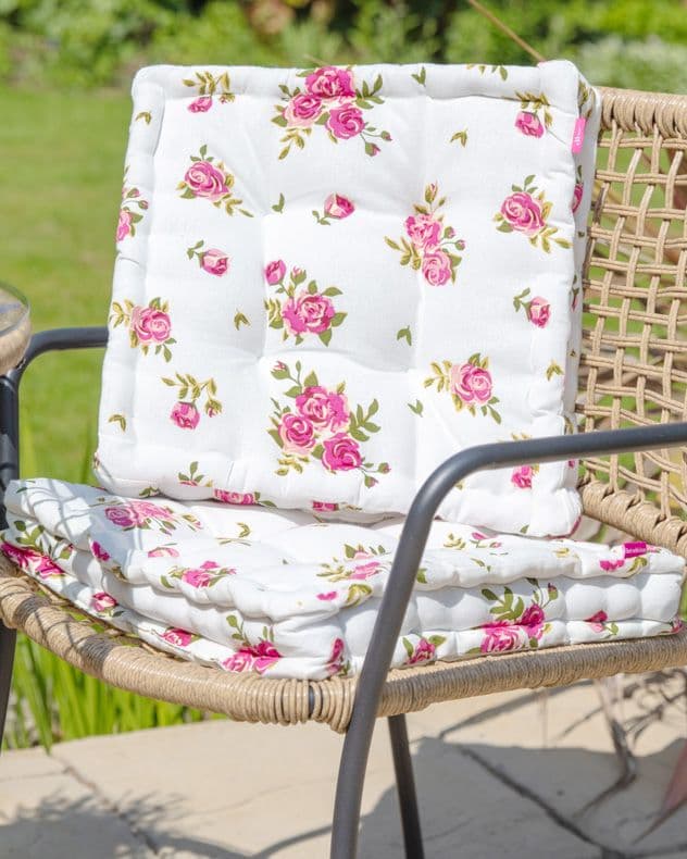 Set 4 Vintage Floral Print Indoor Outdoor Chair Seat Pad Garden Furniture Box Cushions