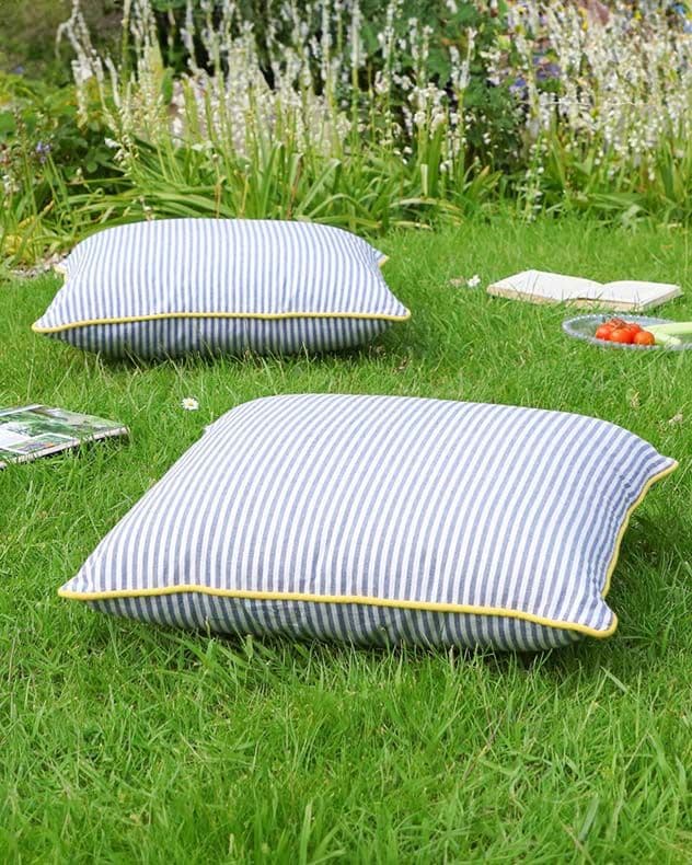 Set 2 Riviera Stripe Large Scatter Garden Furniture Chair Sofa Cushions
