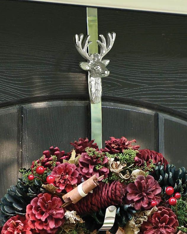 Woodland Stag Over Door Christmas Decoration Wreath Hanger Hook