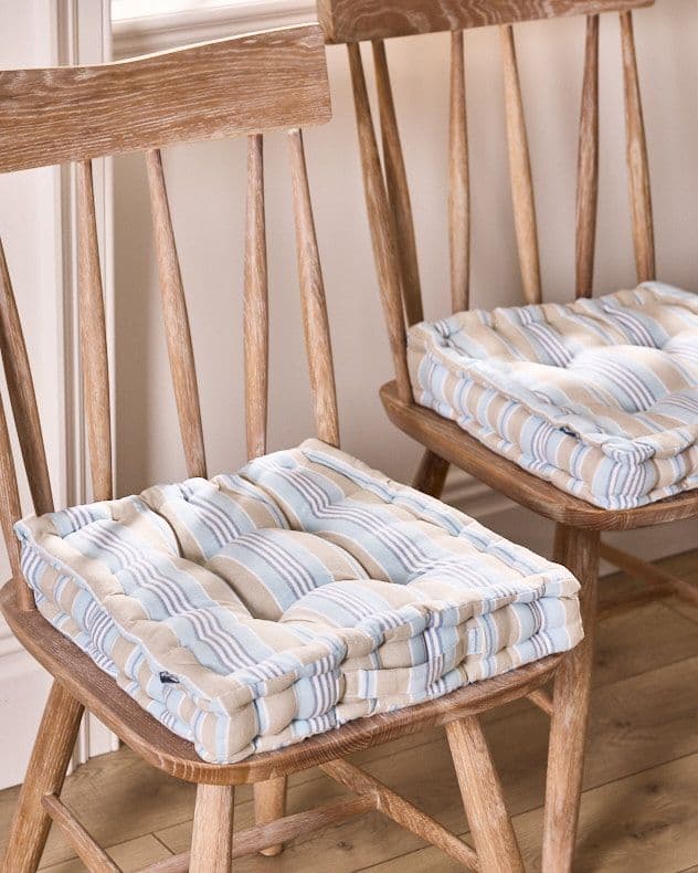 Set 4 Vintage Striped Indoor Outdoor Chair Seat Pad Garden Furniture Box Cushions