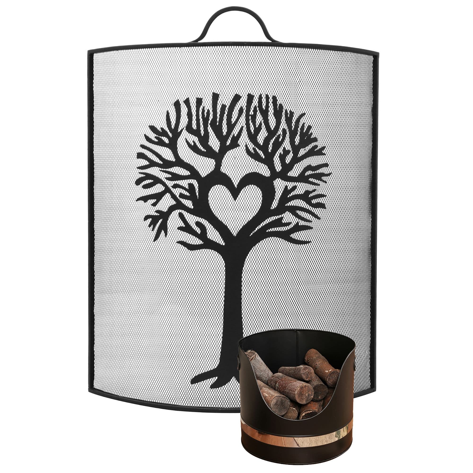 Nickel Coal Log Kindling Bucket Tree Fireguard