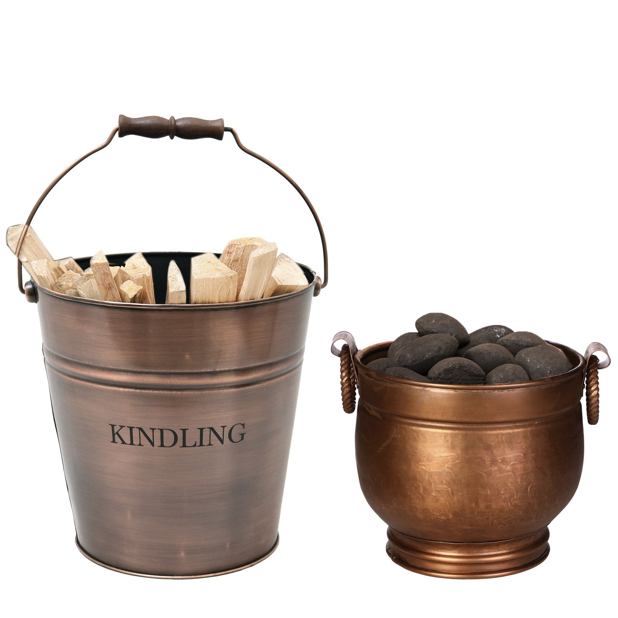 Traditional Antique Kindling Storage Bucket Round Footed Coal Bucket Handles