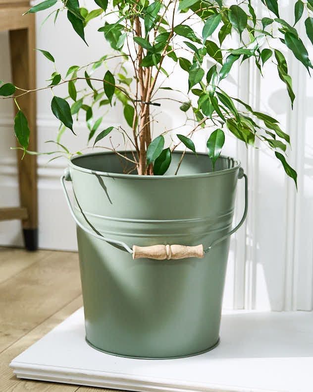 Large Sage Green Indoor Outdoor Garden Bucket Planter Pot
