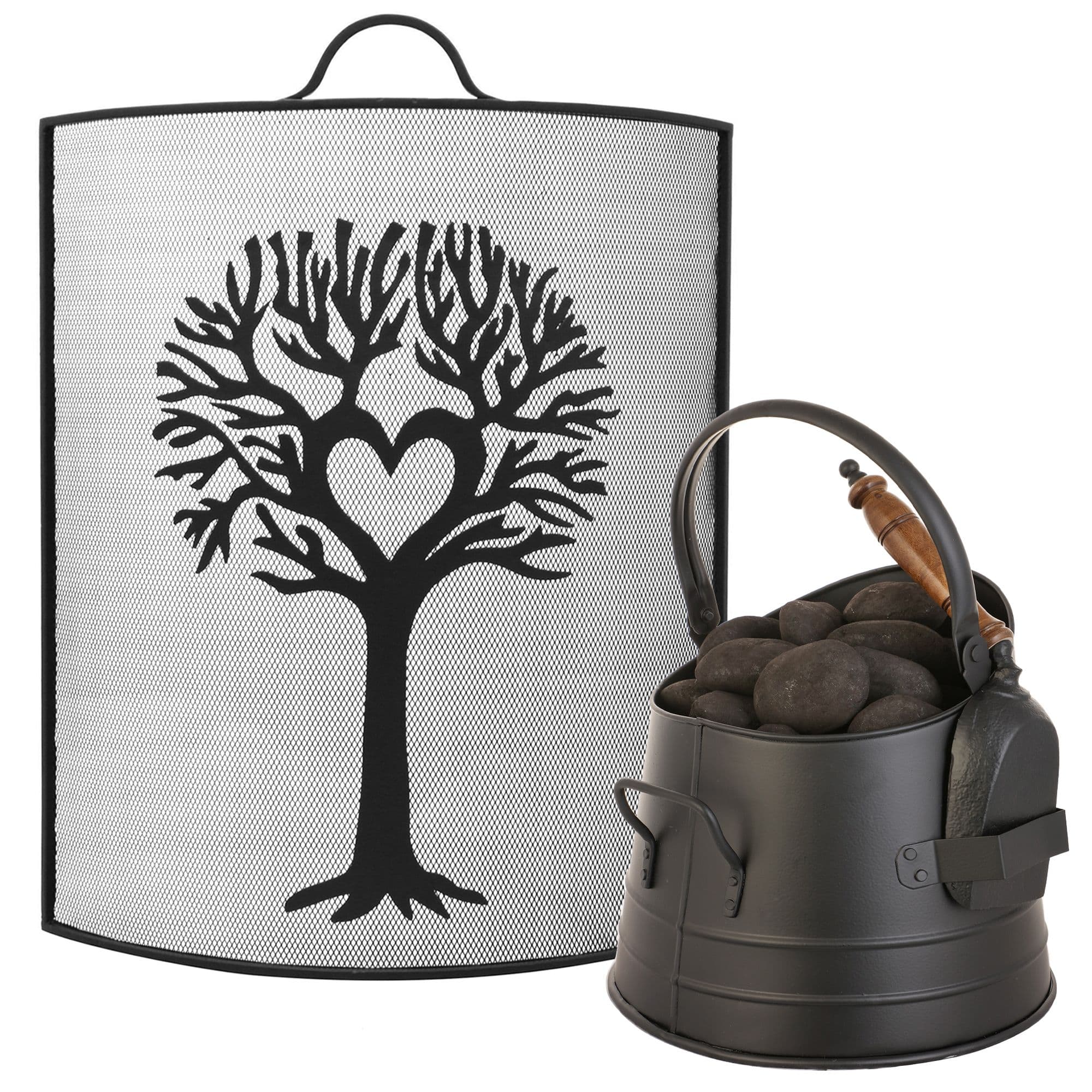 Traditional Tree Fireguard Coal Bucket Shovel
