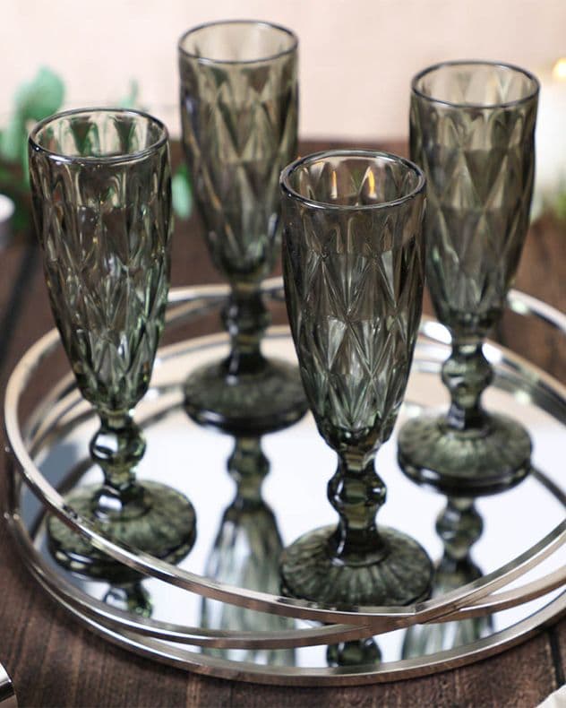 Set 4 Smoke Strasbourg Drinking Champagne Glasses
