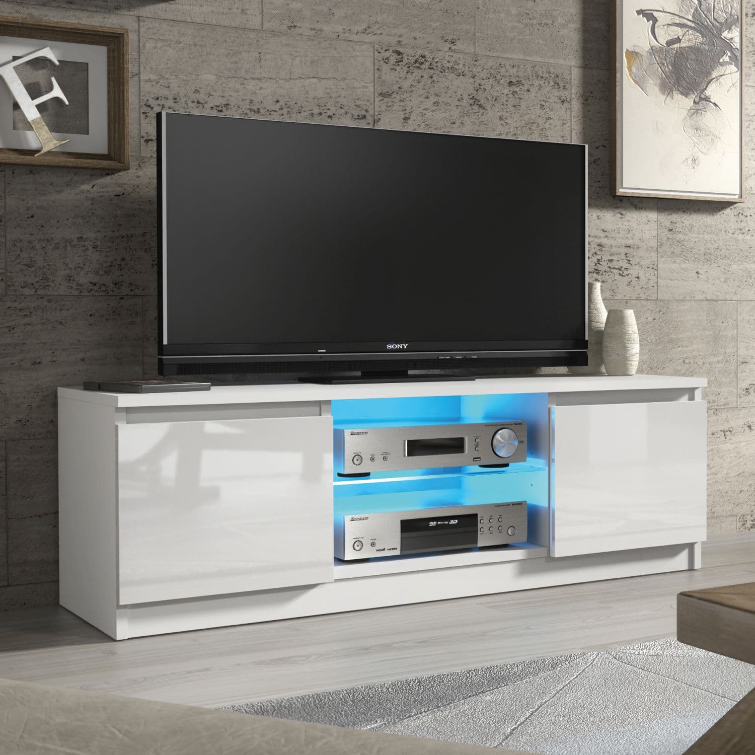 TV Unit 120cm Sideboard Cabinet Cupboard TV Stand Living Room High Gloss Doors