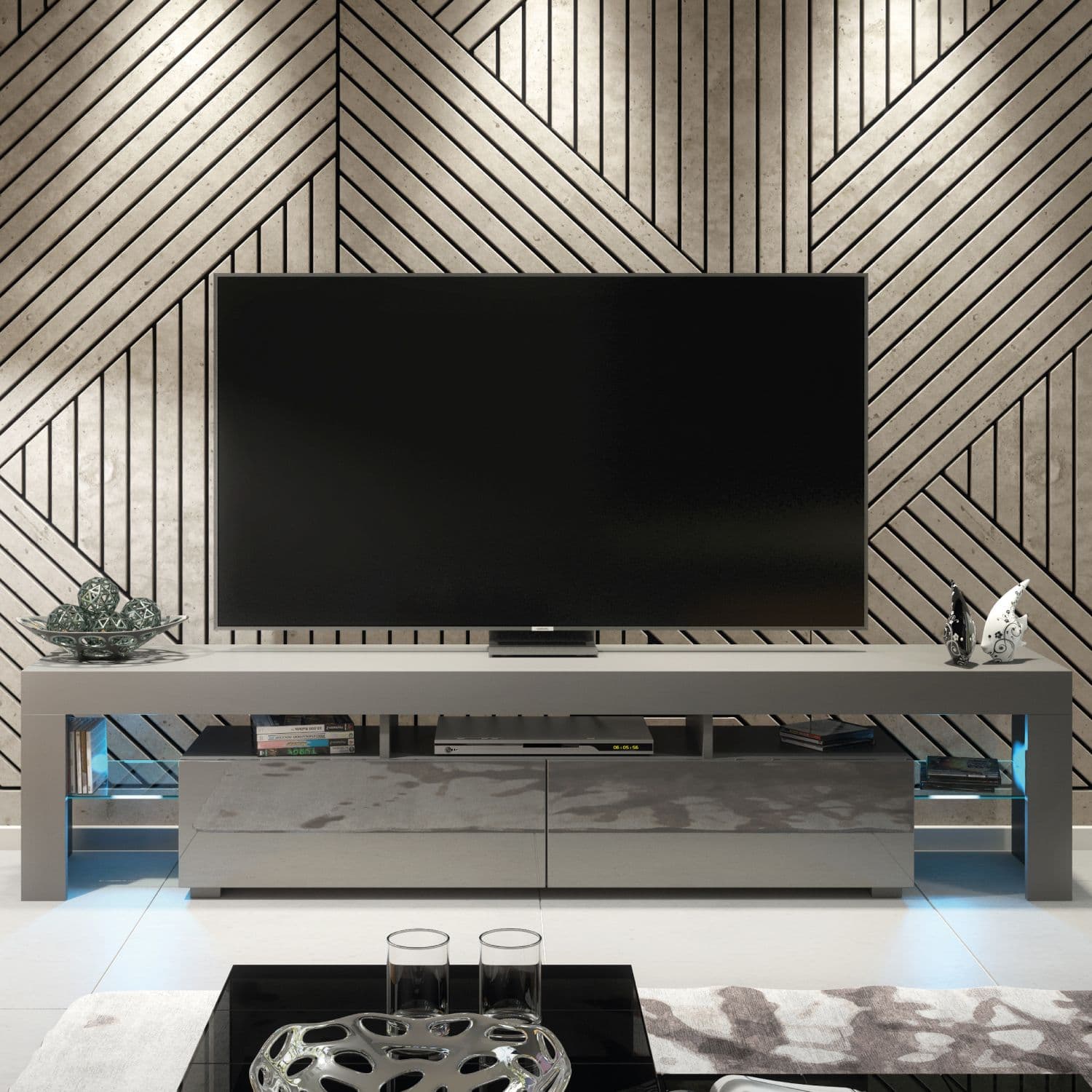 TV Unit 200cm Sideboard Cabinet Cupboard TV Stand