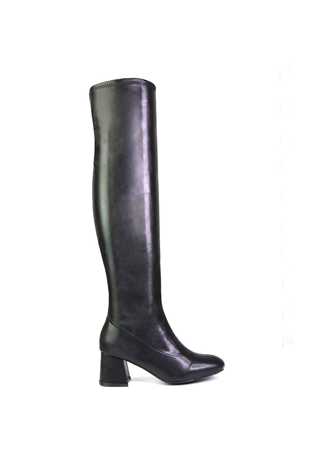 XY London Women's 'Emmett' Over The Knee High Boots in Black | Size: 5