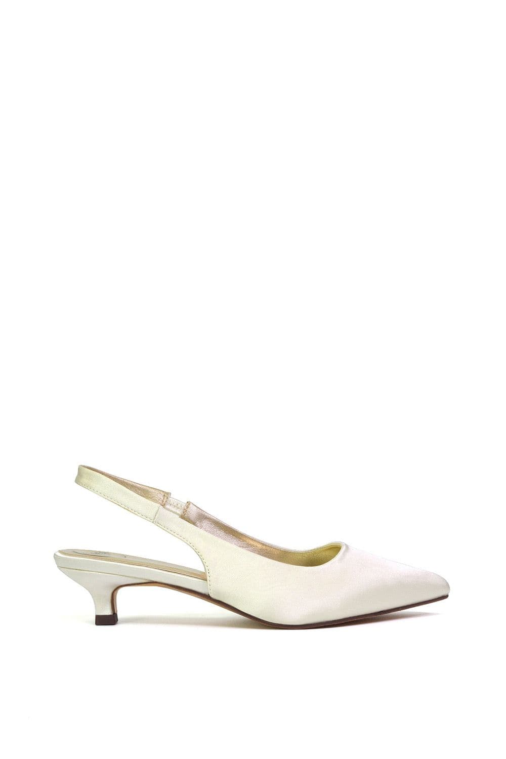 XY London Women's 'Avalone' Pointed Toe Sling Back Kitten Heel Sandals in Ivory | Size: 6