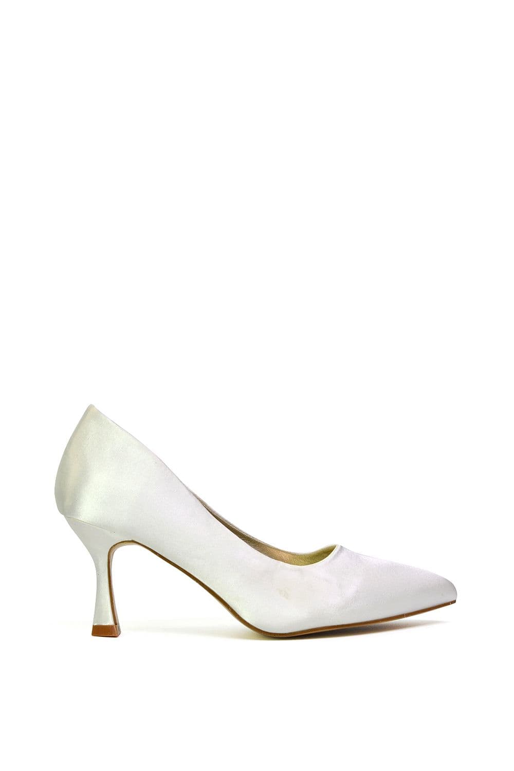XY London Women's 'Romi' Pointed Toe Court Shoes Mid Stiletto Heels in Ivory | Size: 4