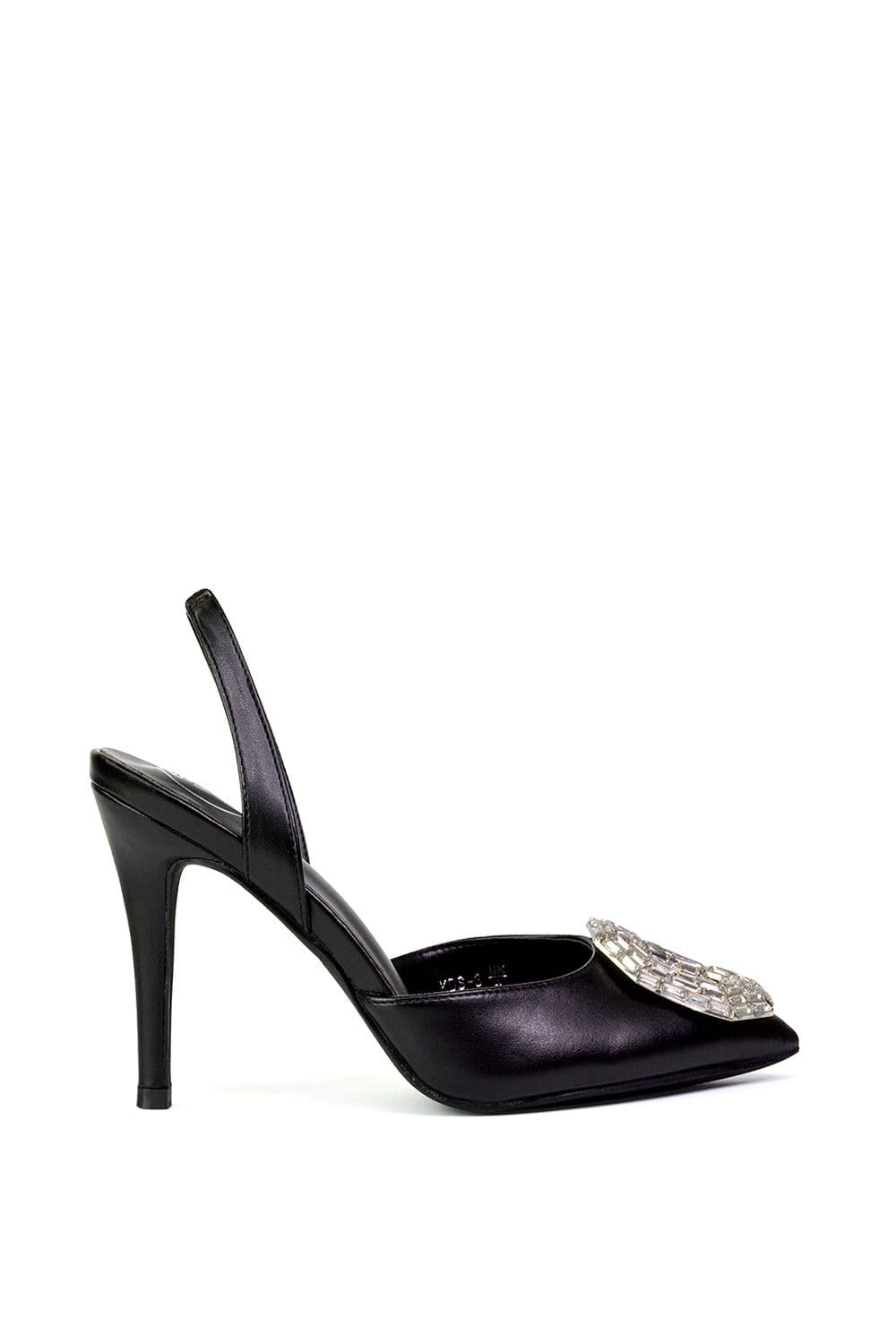 XY London Women's 'Issy' Sling Back Strappy Pointed Toe Stiletto High Heel Court Shoes in Black | Size: 6