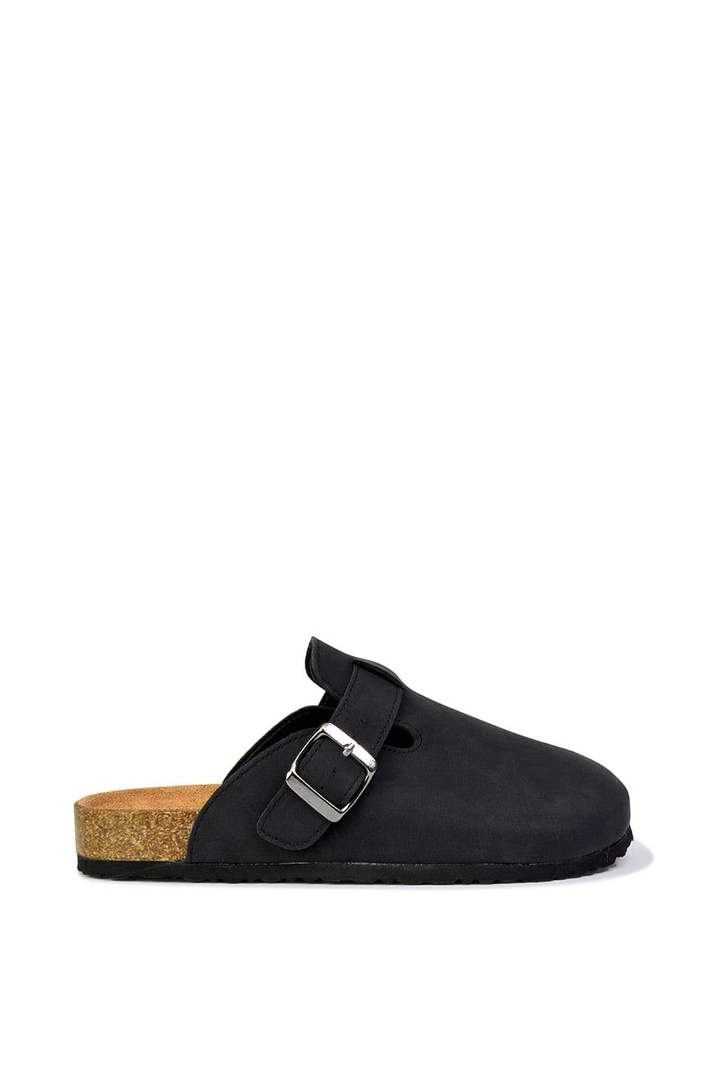 XY London Women's 'Lucy' Slip On Flat Cork Slider Mules in Black | Size: 6