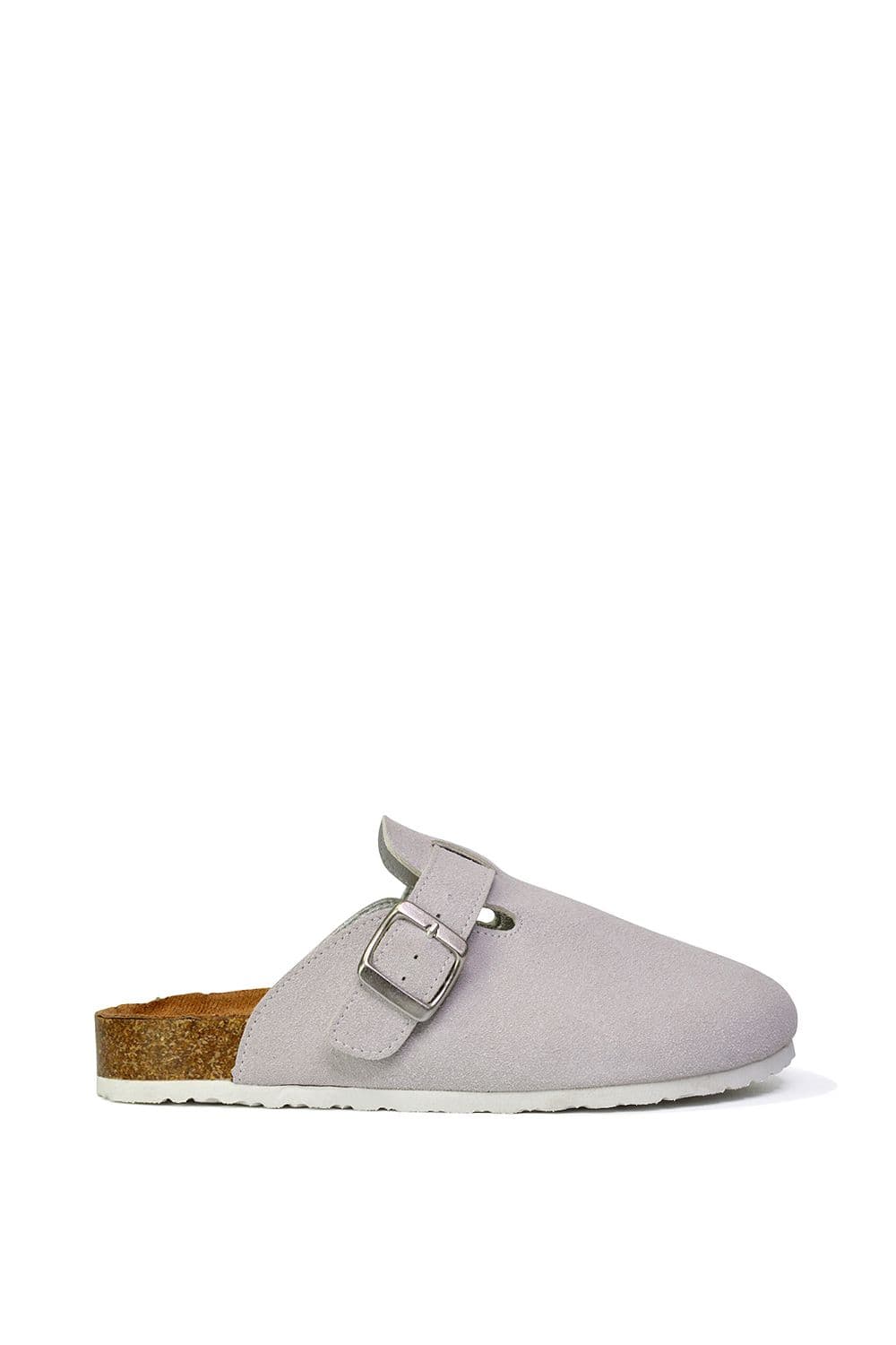 XY London Women's 'Lucy' Slip On Flat Cork Slider Mules in White | Size: 4