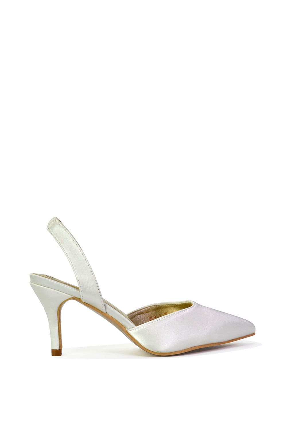 XY London Women's 'Imogen' Pointed Toe Sling Back Stiletto Mid Heel Court Shoes in Ivory | Size: 4