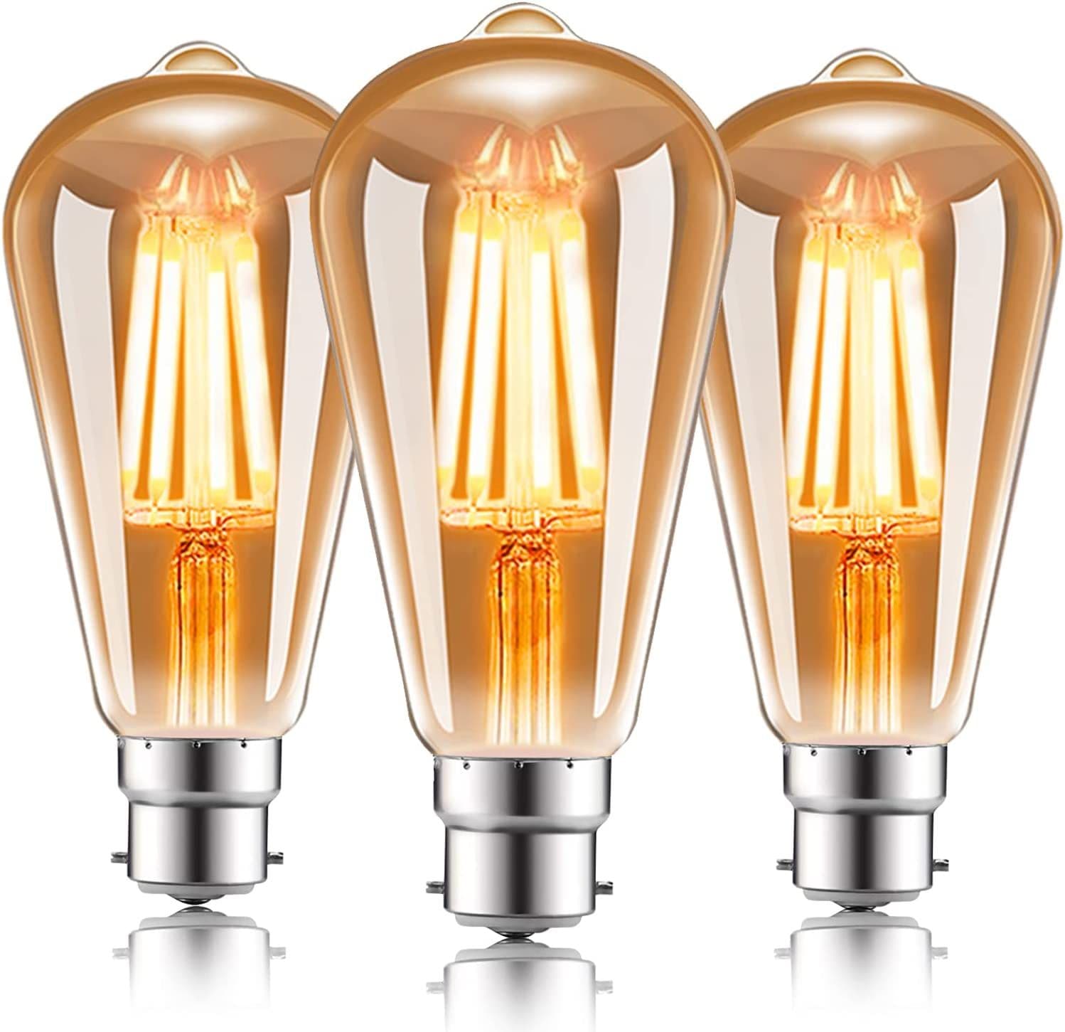 4W LED Filament Light Bulb B22 2200K Pack 3