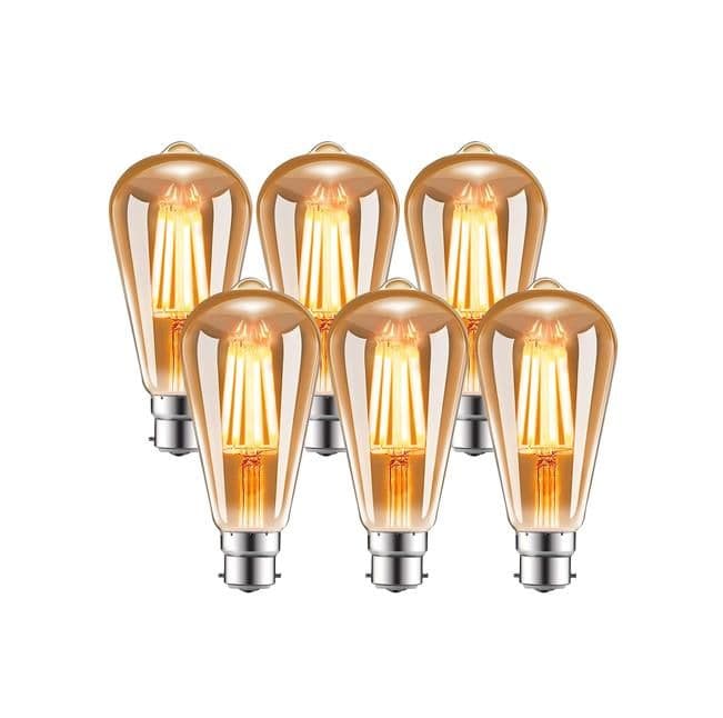 4W LED Filament Light Bulb B22 2200K Pack 6