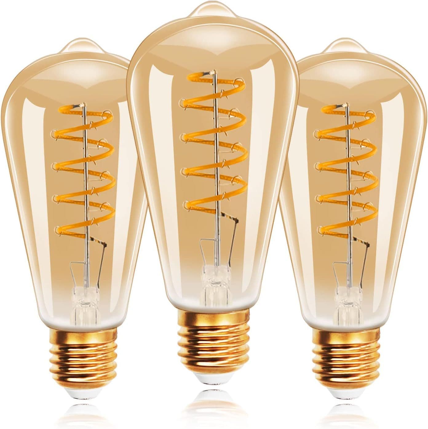 4W LED ST64 Spiral Filament Light Bulb E27 2200K pack 3