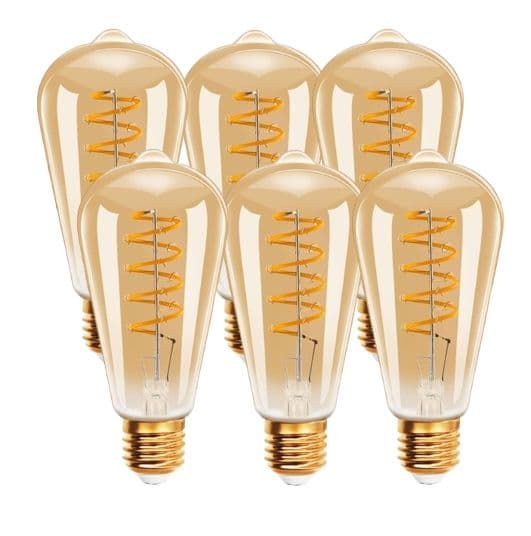 4W LED ST64 Spiral Filament Light Bulb E27 2200K pack 6