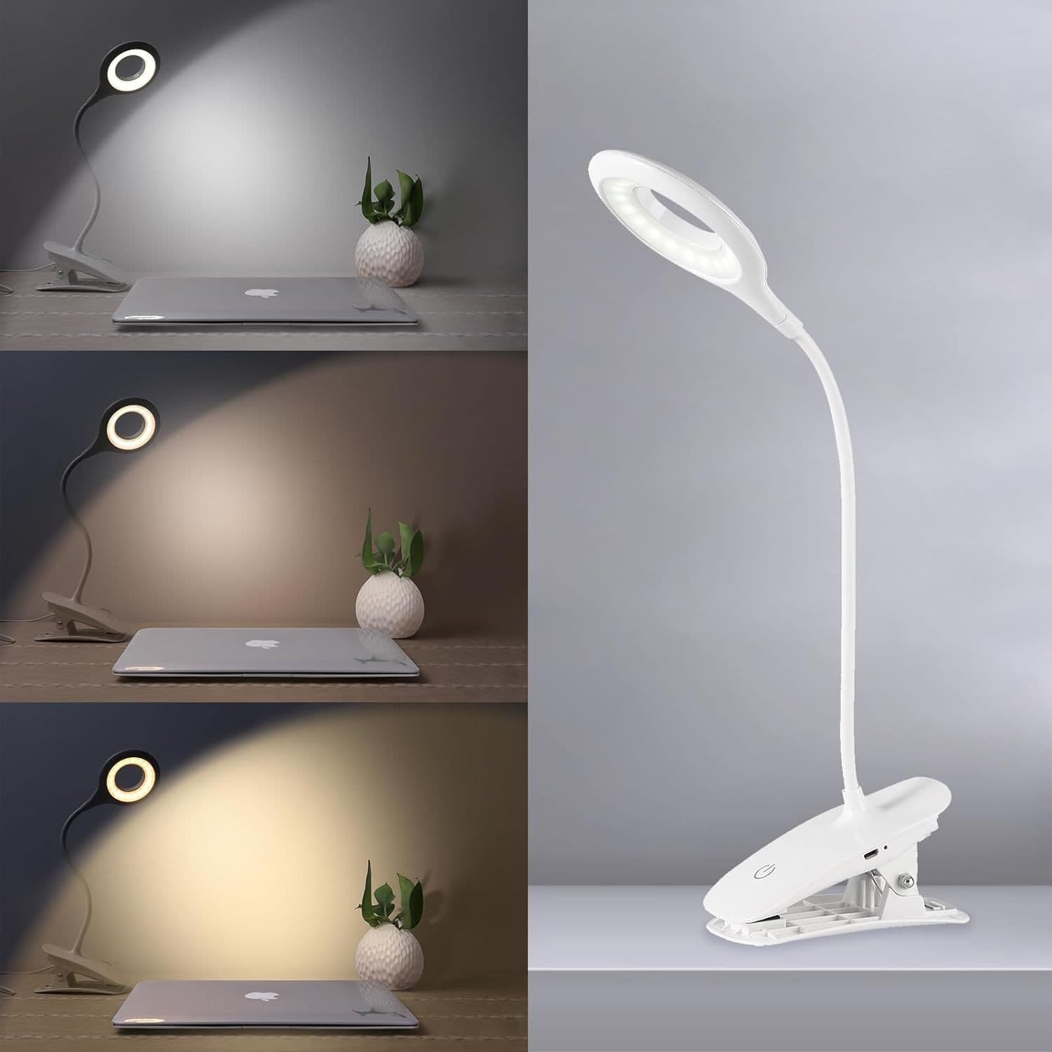3W Clip On Reading Light Powered USB Touch Control Dimmable brightness lamp 3 Temperature