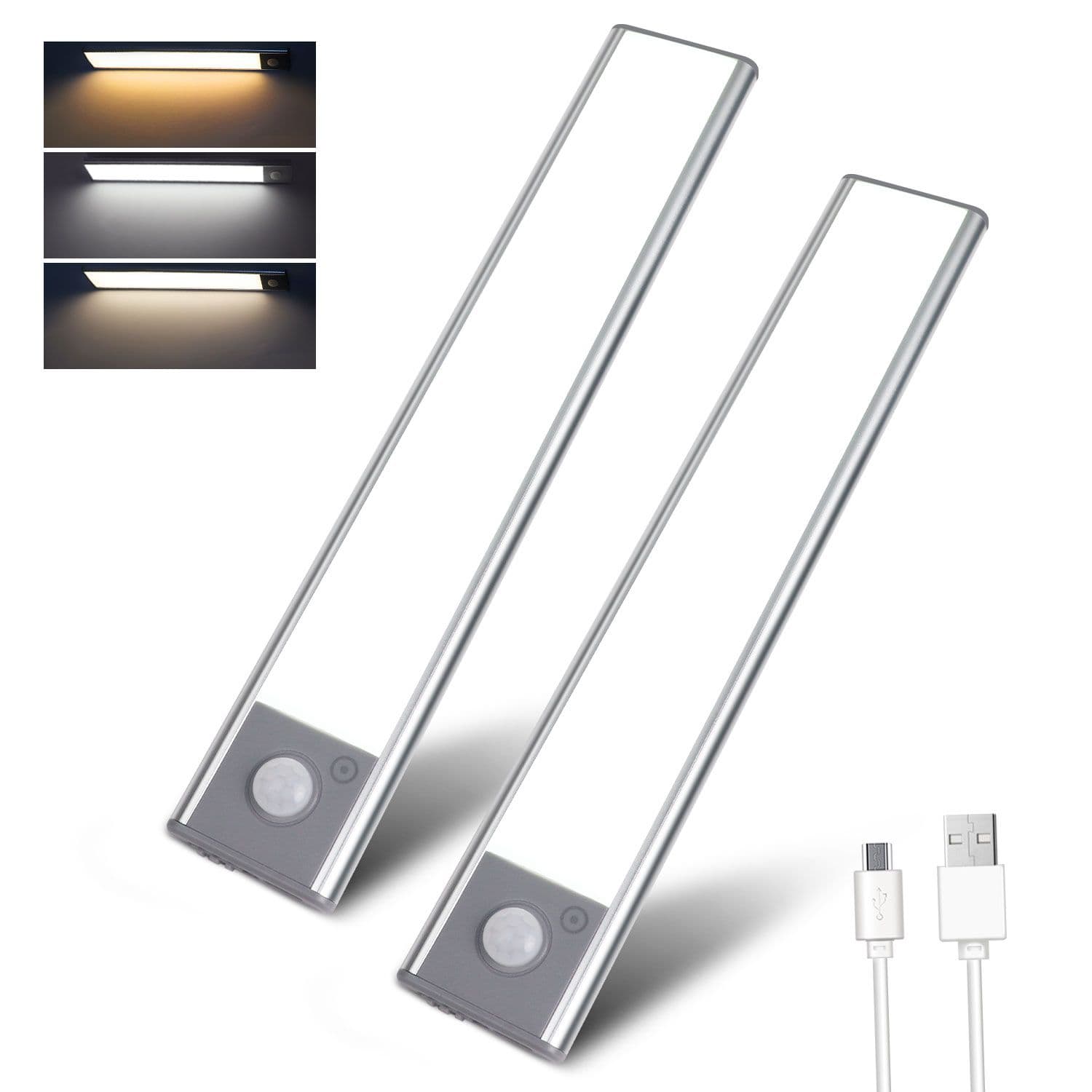 Under Cabinet Lights Motion Sensor USB Rechargeable Tri Tone Temperture Control 6500K 4200K 3000K LED