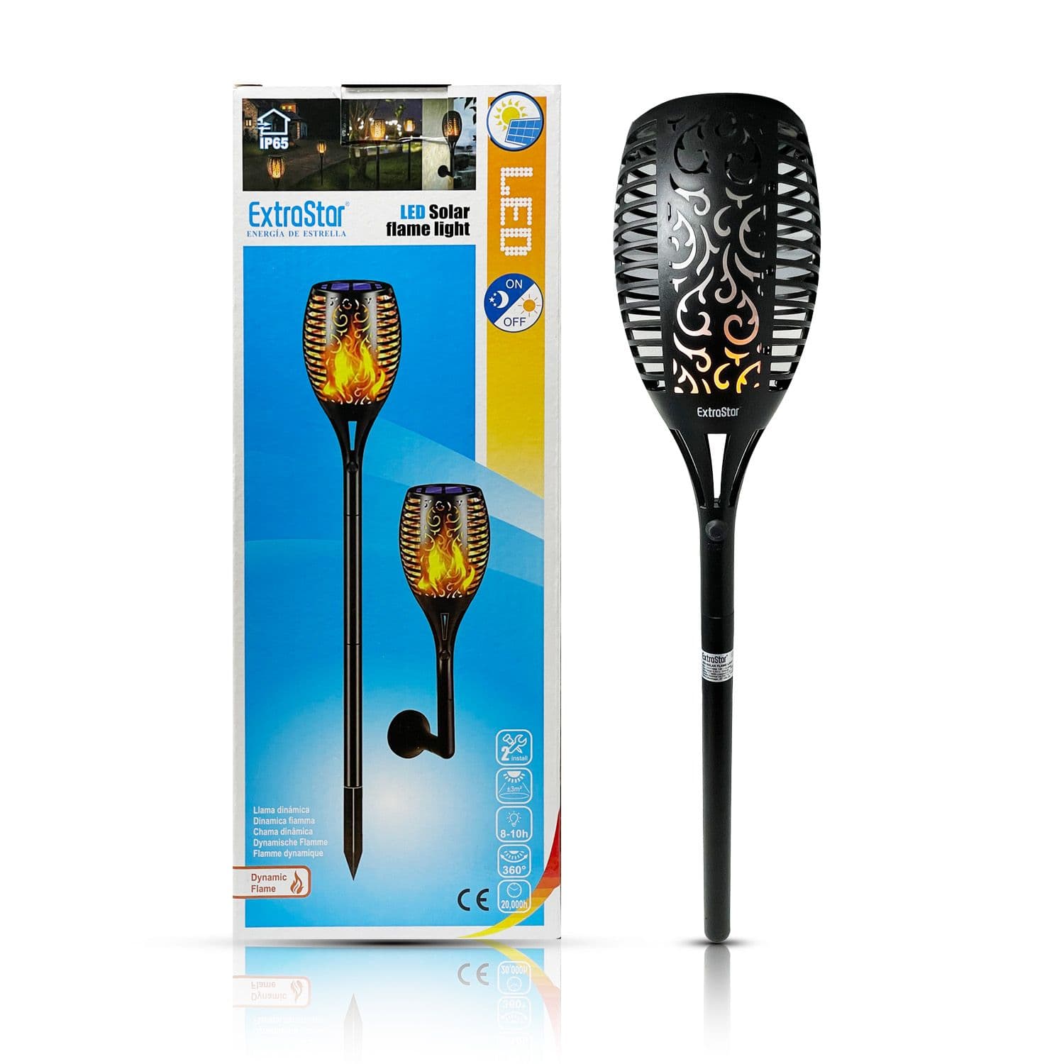 1W LED Solar TruFlame Garden Light Dynamic Flame IP65