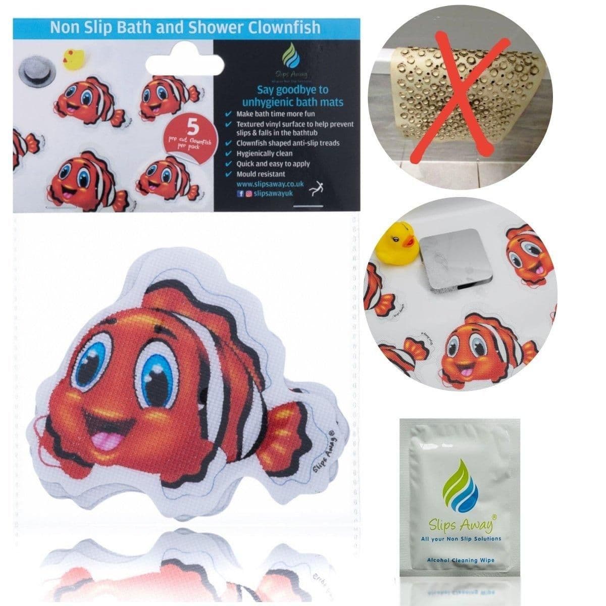 Anti slip Bath Stickers Clownfish