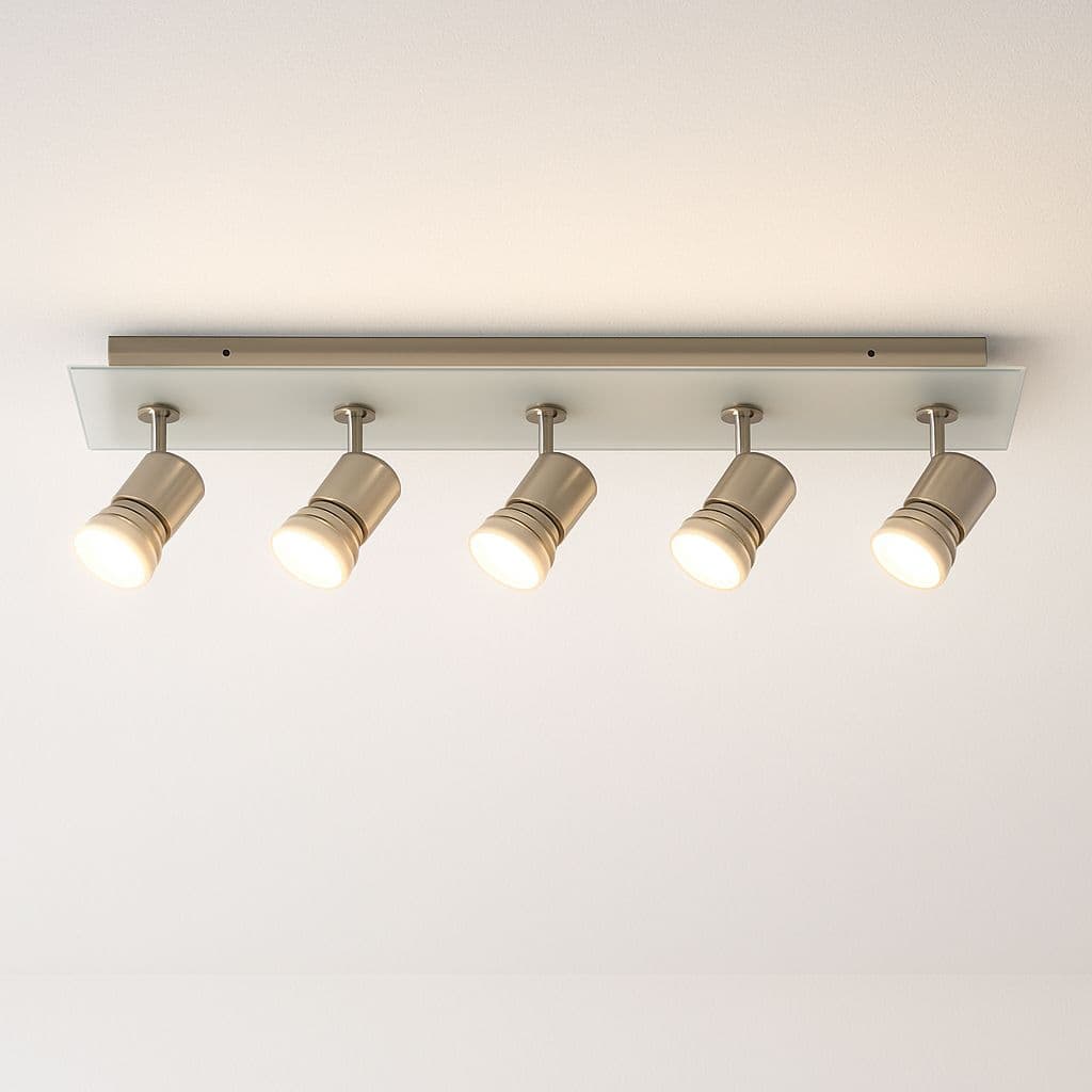 'Top Hat' Satin Silver & Glass GU10 Ceiling Bar Spotlight