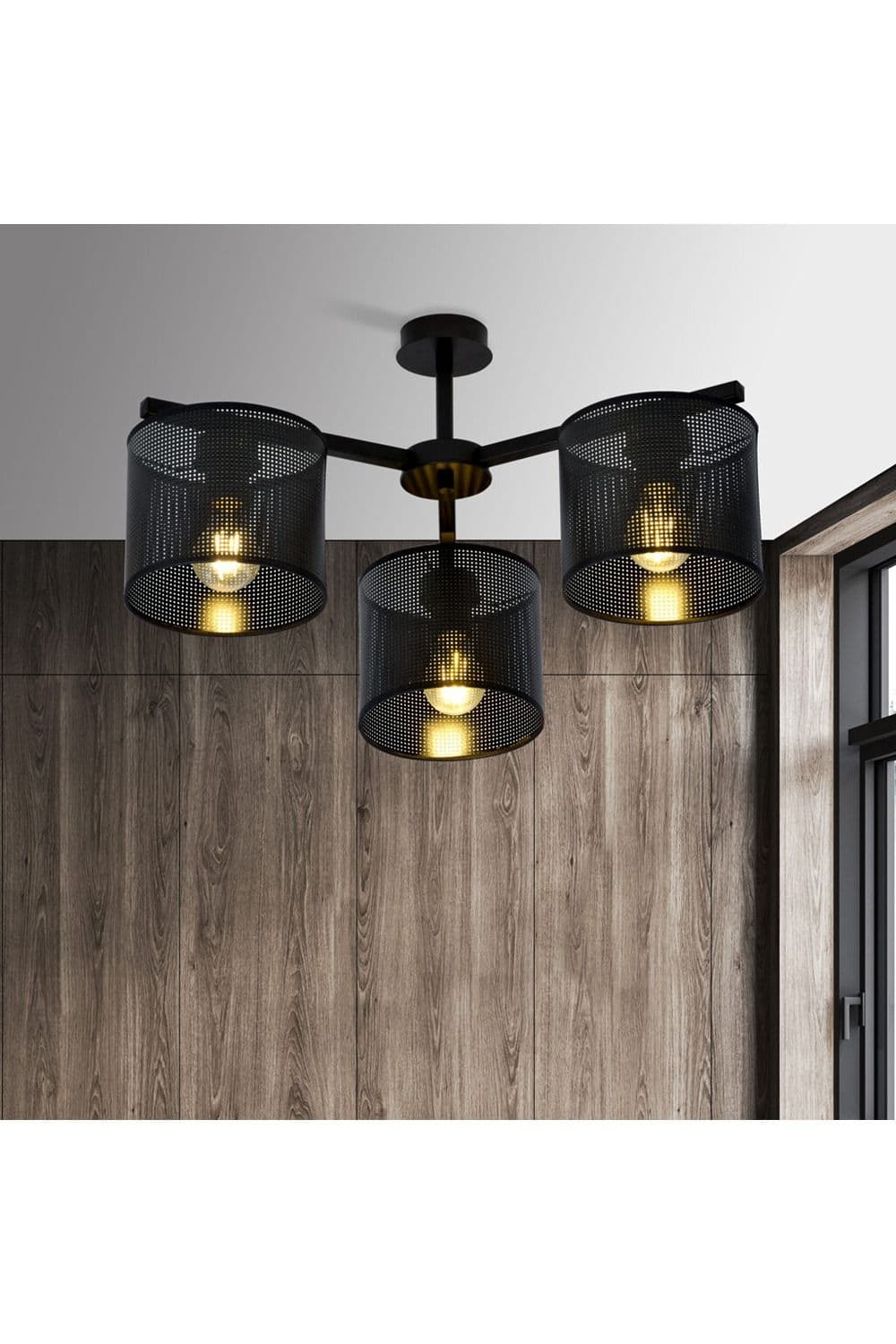 CGC Lighting 'Jordan' 3 Black Ceiling Lamp