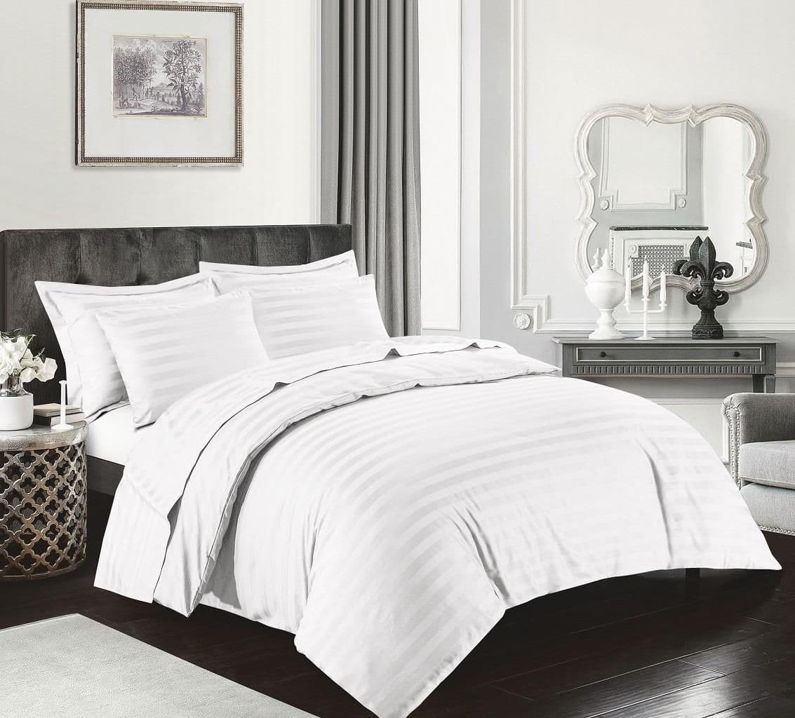 Egyptian Cotton Duvet Cover Set 400 Thread Count Satin Stripe