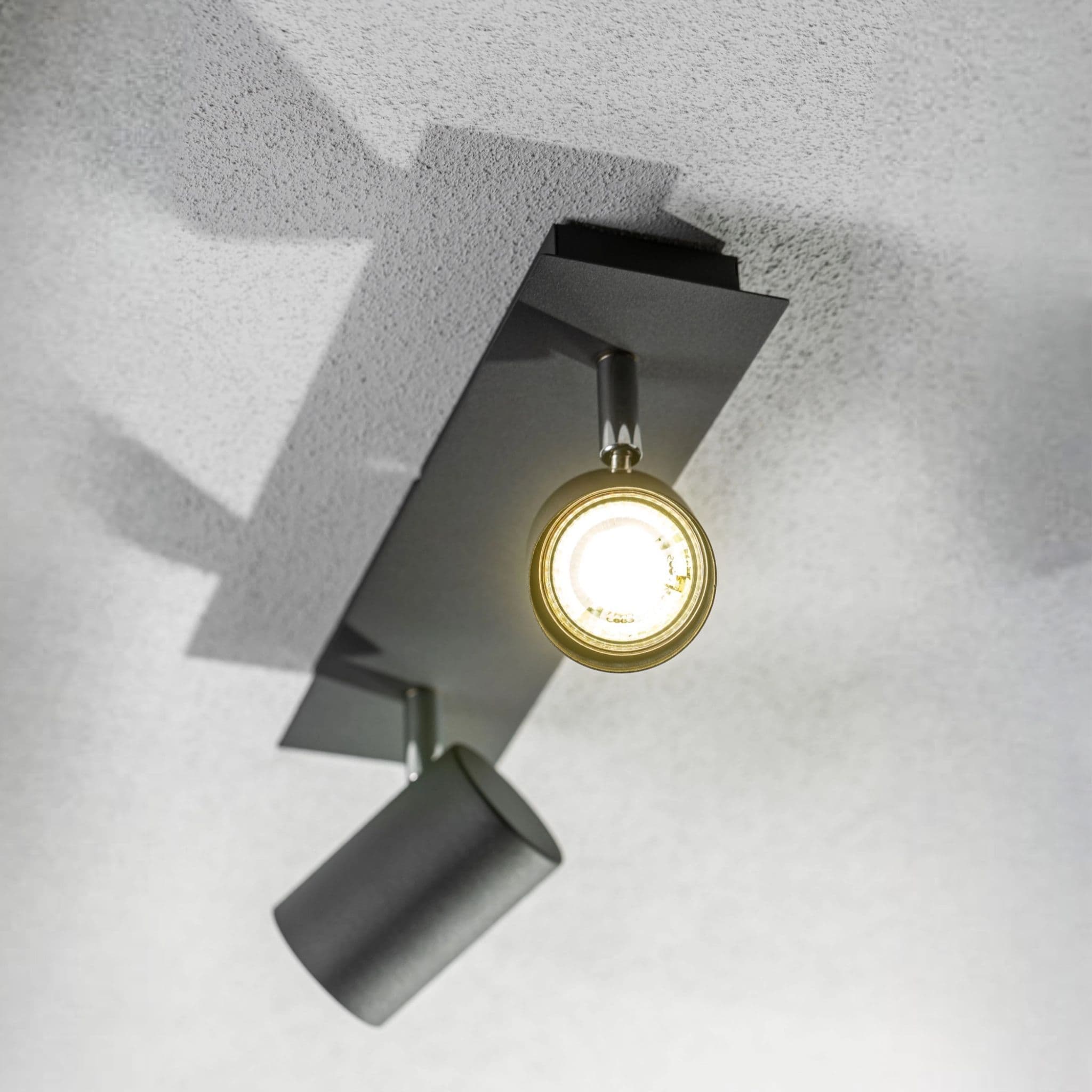 'Veneto' Black Double GU10 Ceiling Spotlight Two Head Adjustable Bar Light