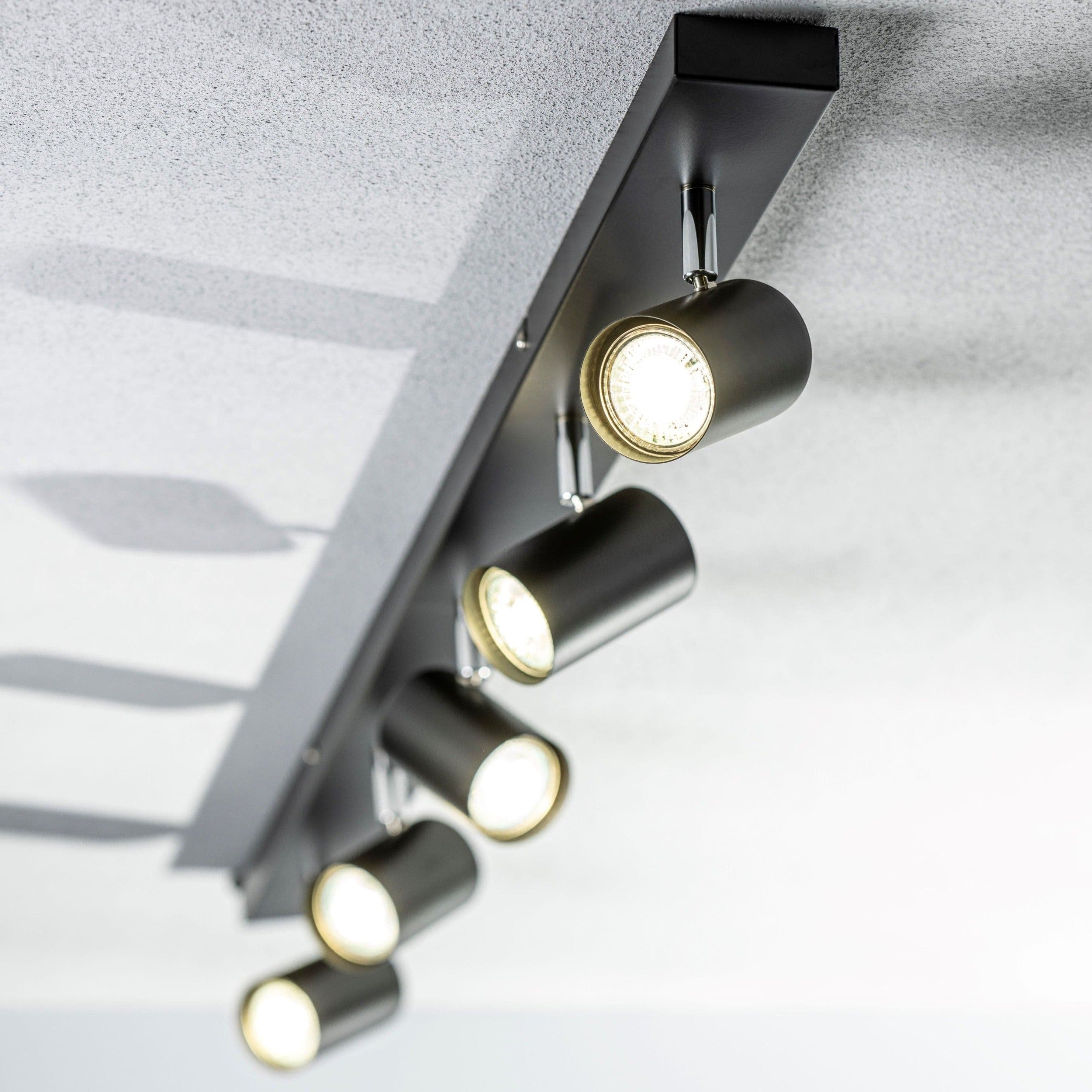 'Veneto' Black GU10 Ceiling Spotlight Five Head Adjustable Bar Light