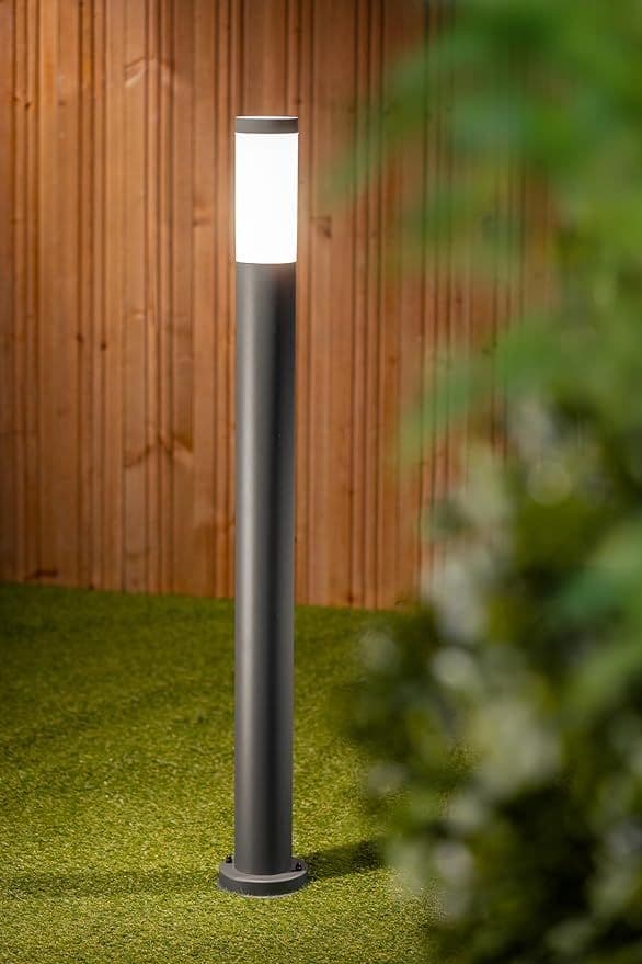 Rome 1m Anthracite Dark Grey Outdoor Post Light Opal Diffuser