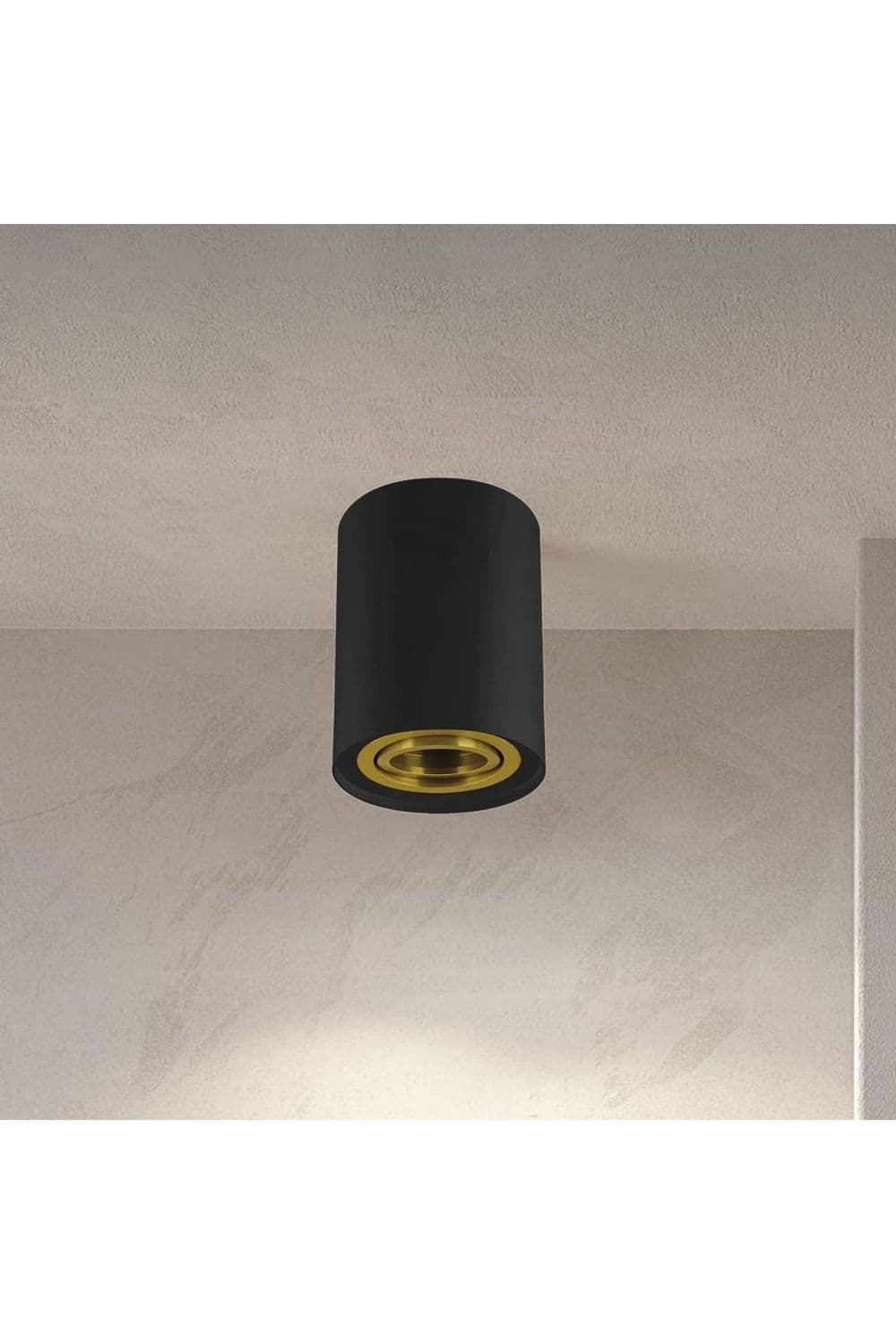 'Prince' Black GU10 Adjustable Surface Ceiling Downlight Flush Spot light with Gold Bezel