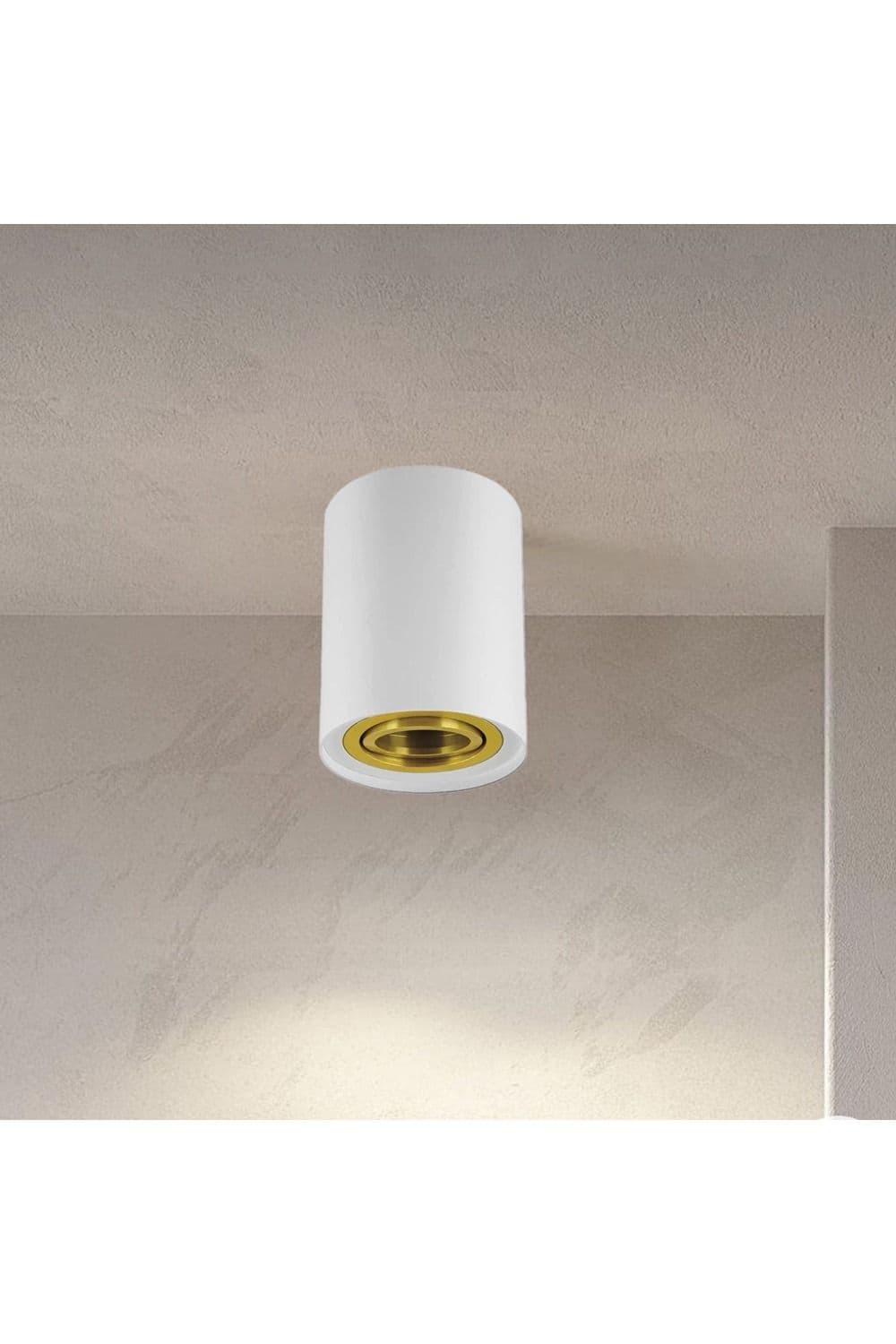 'Prince' White GU10 Adjustable Surface Ceiling Downlight Flush Spot light with Gold Bezel