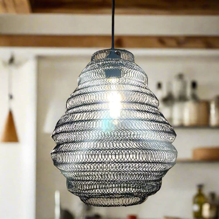 Casablanca Medium Black Mesh Moroccan Metal Ceiling Pendant Light