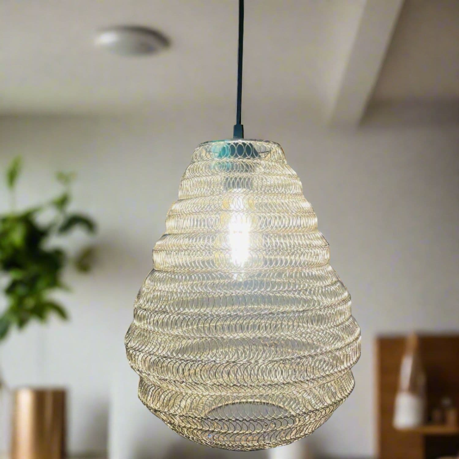 CGC Lighting 'Casablanca'  Medium Silver Mesh Morrocan Metal Ceiling Pendant Light