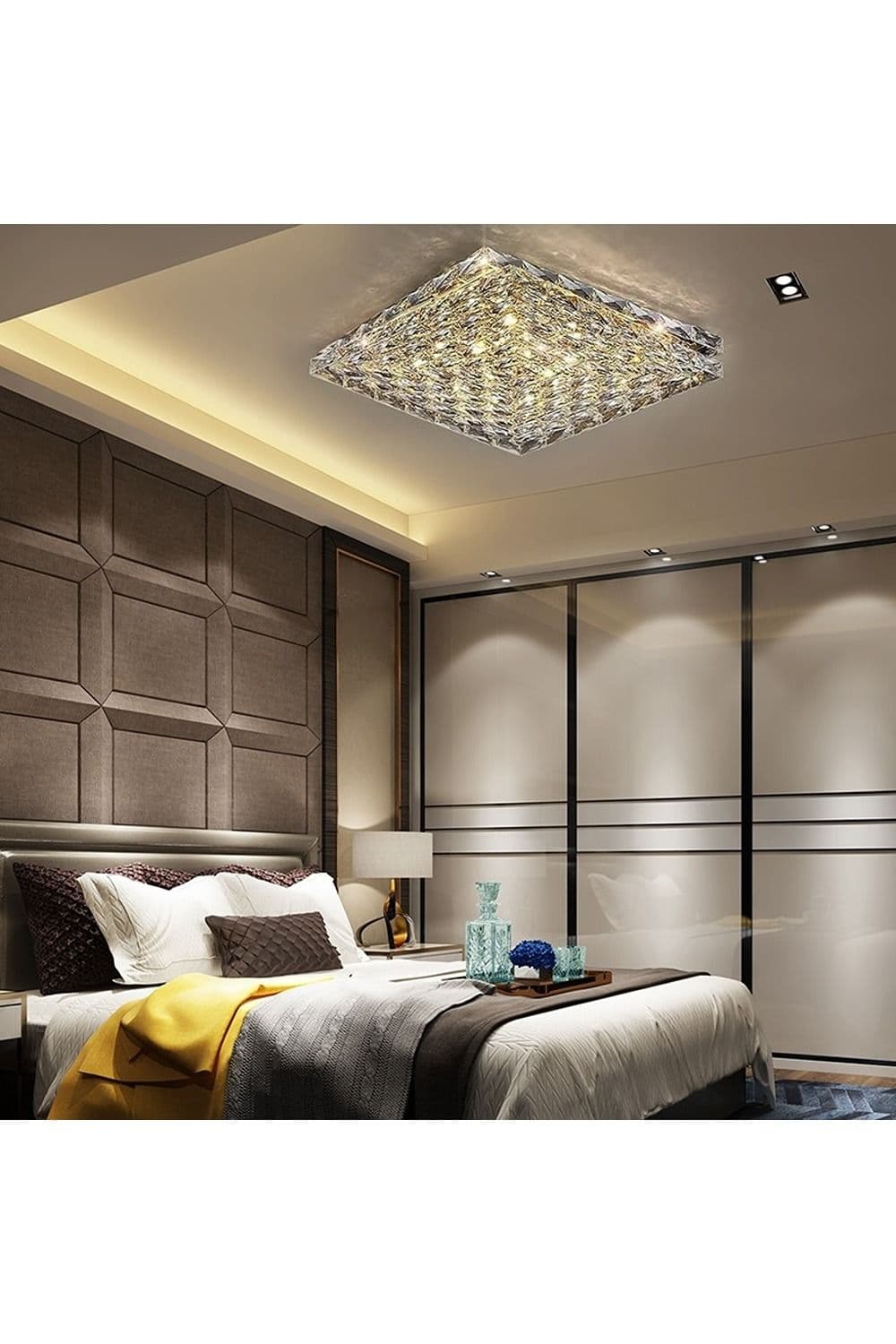 'Harmony' Gold and Crystal Surface Mount Flush Ceiling Light