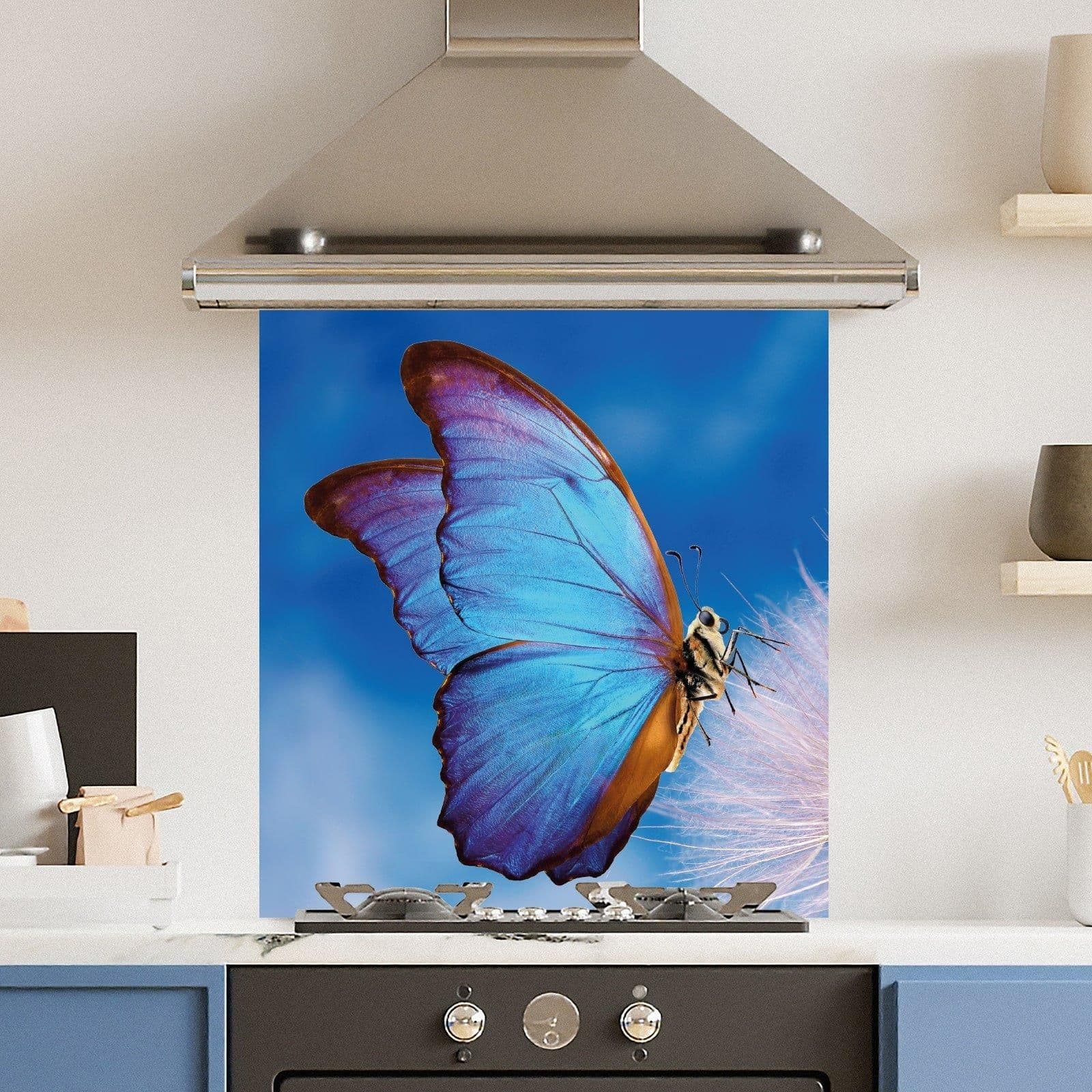 Premium 70cm x 75cm 6mm Glass Butterfly Kitchen Splashback Various Sizes Toughened 70 cm