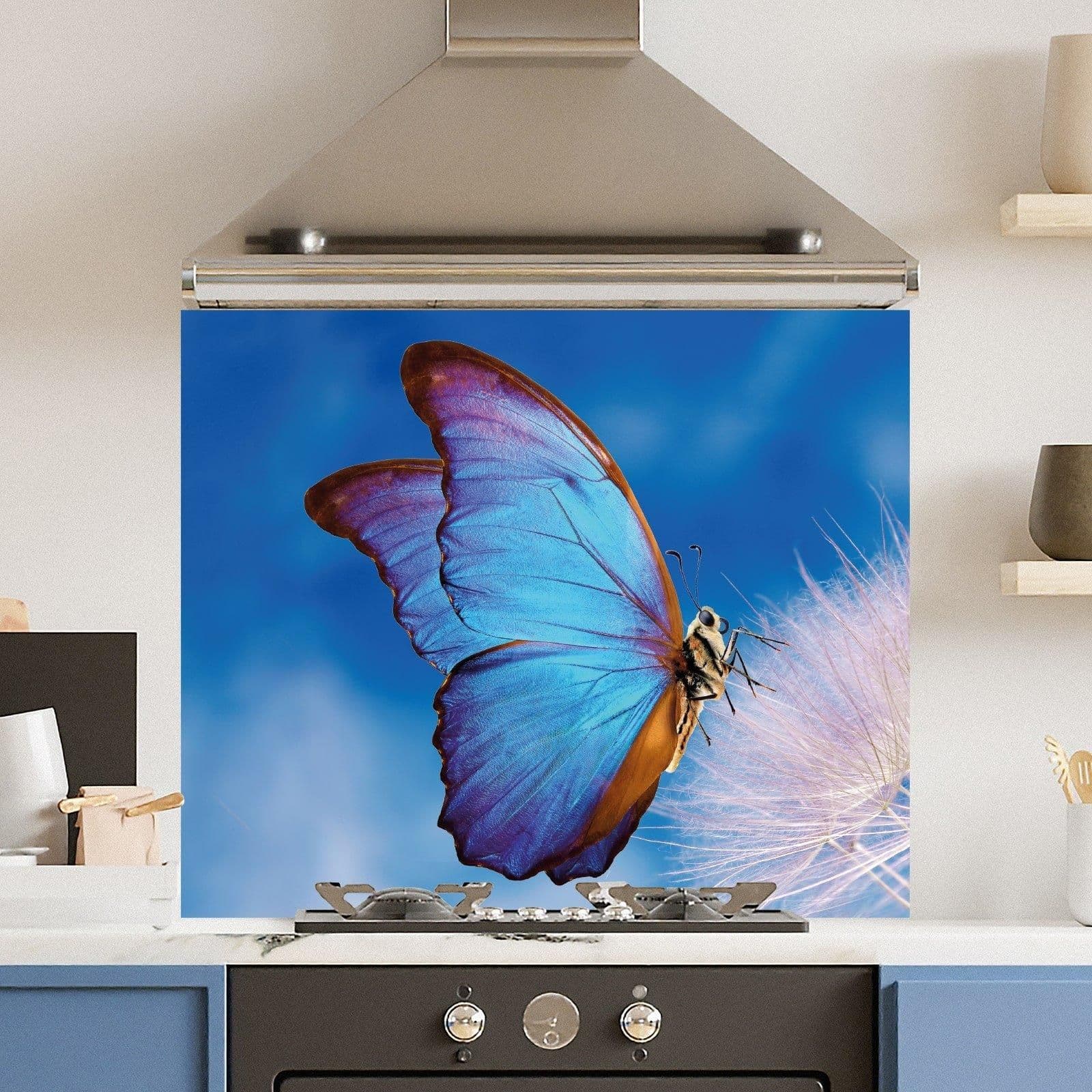 Premium 90cm x 75cm 6mm Glass Butterfly Kitchen Splashback Various Sizes Toughened 90 cm