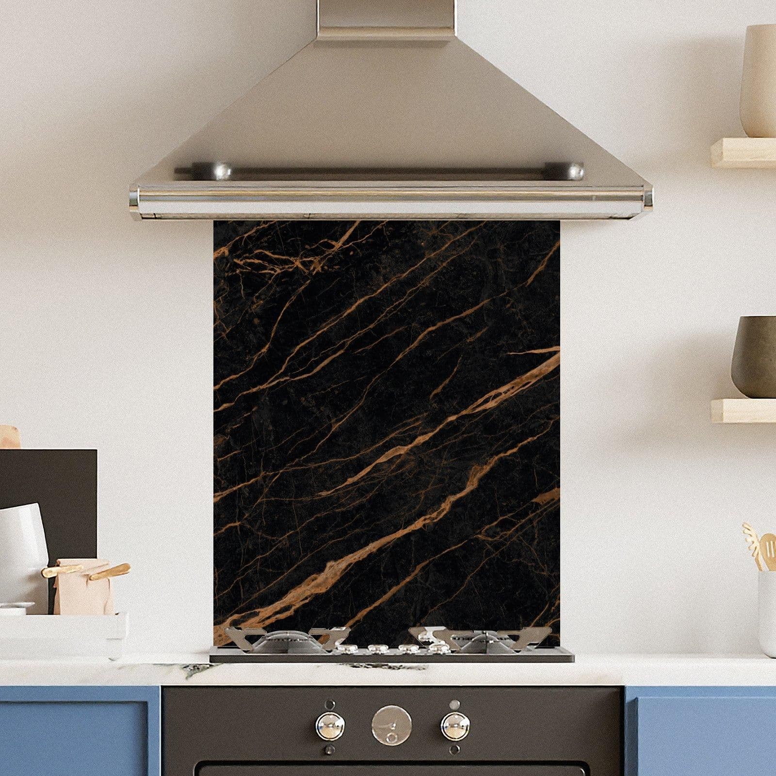 Premium 60cm x 75cm 6mm Gold Marble Glass Kitchen Splashback Various Sizes Toughened 60 cm