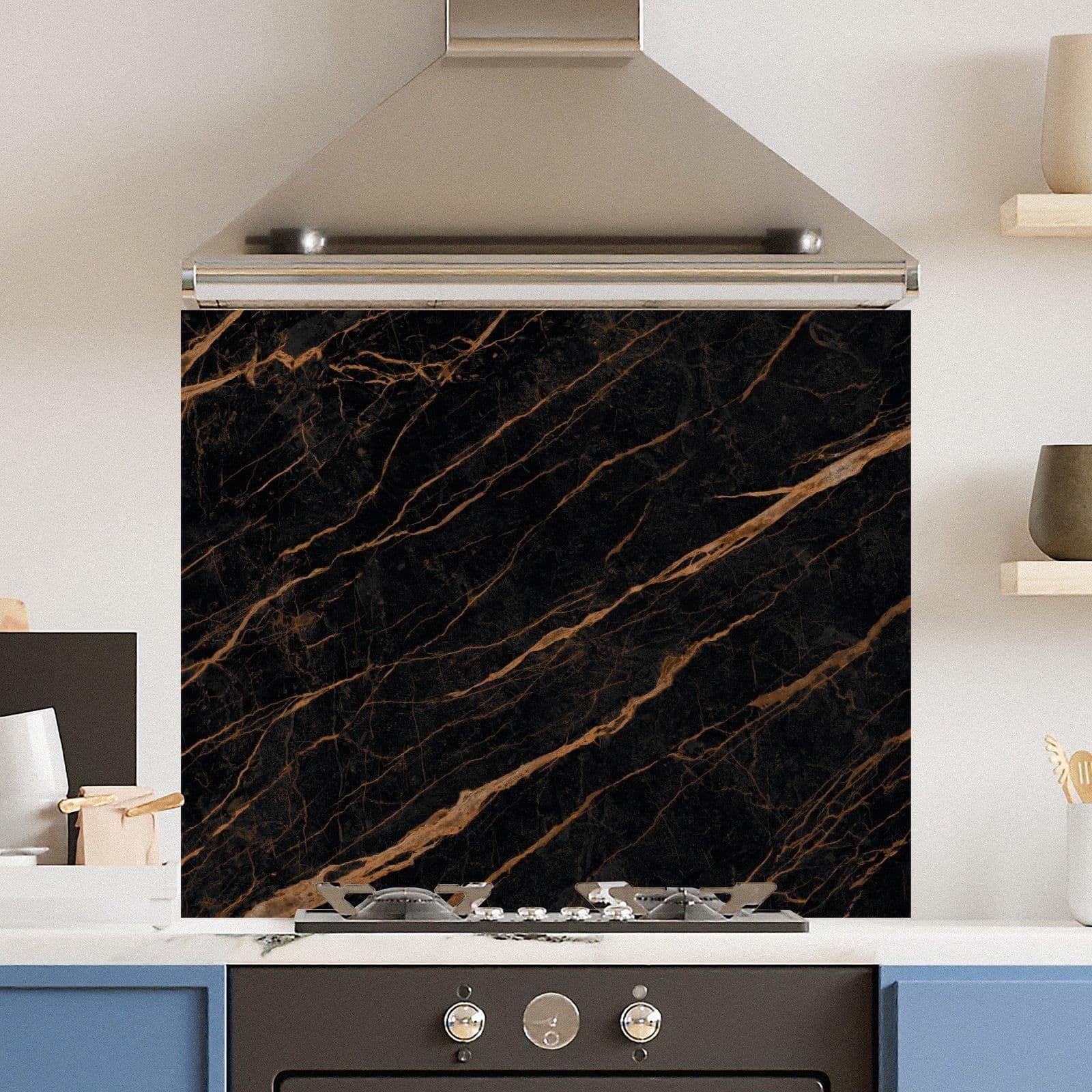 Premium 90cm x 75cm 6mm Gold Marble Glass Kitchen Splashback Various Sizes Toughened 90 cm