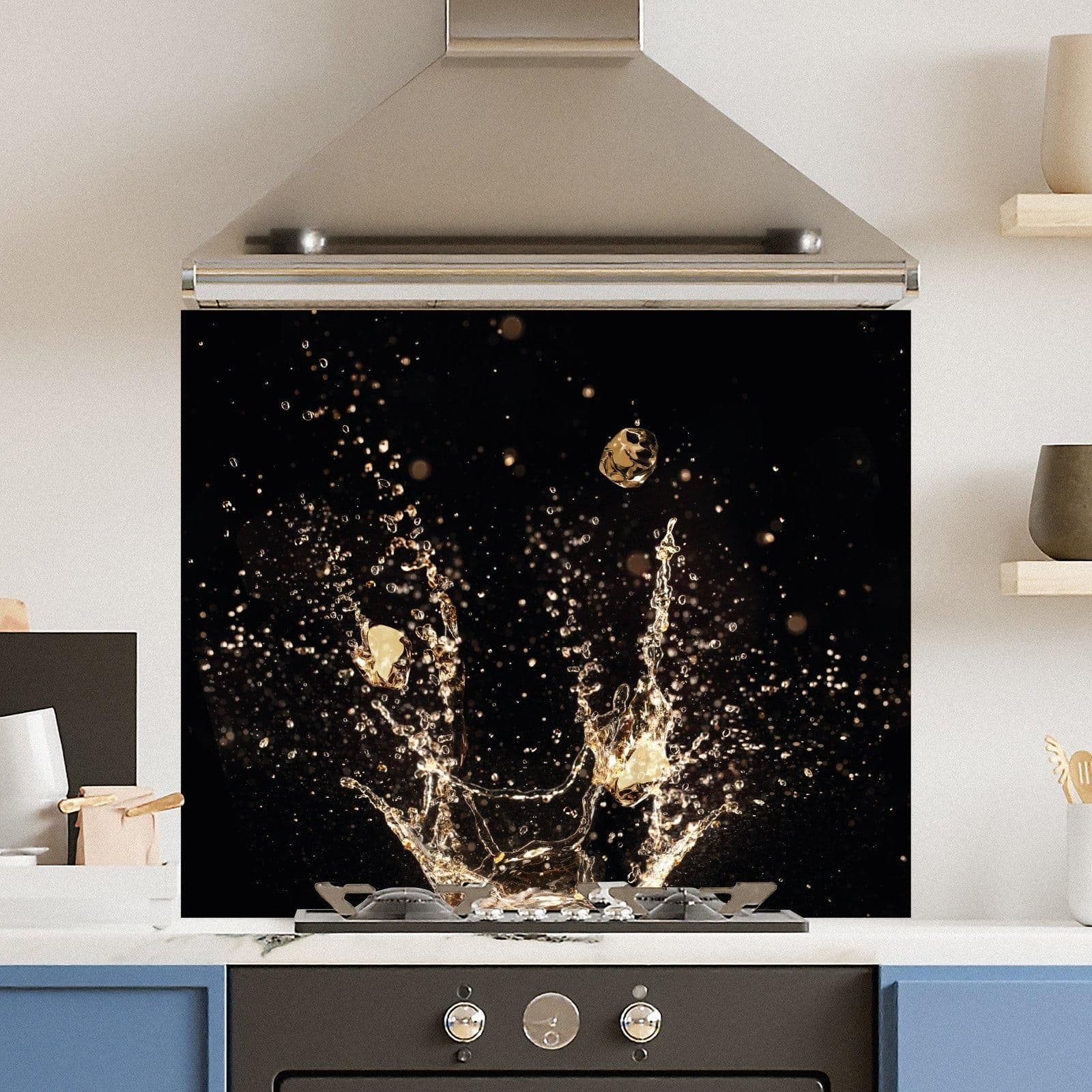 Premium 90cm x 75cm 6mm Champagne Splash Kitchen Splashback Various Sizes Toughened 90 cm