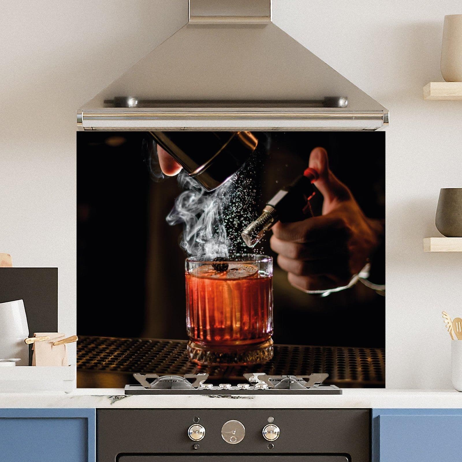 Premium 90cm x 75cm 6mm Whiskey Cocktail Kitchen Splashback Various Sizes Toughened 90 cm