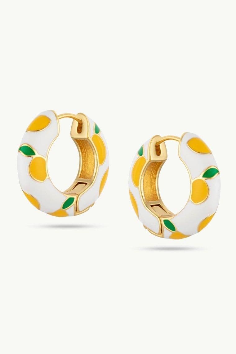 Lemon Gold Ceramic Hoop Earrings