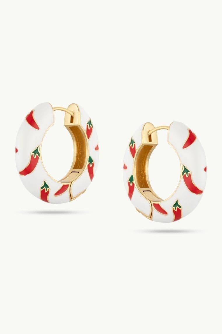 Chilli Gold Ceramic Hoop Earrings